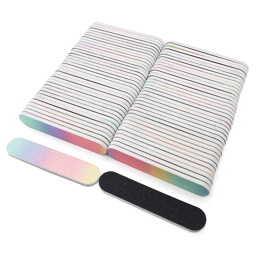 300Pcs Colorful Glitter Nail File Buffer Double Sided EVA Boards Fingernails Files Manicure Care Pedicure Tools For Women Girls