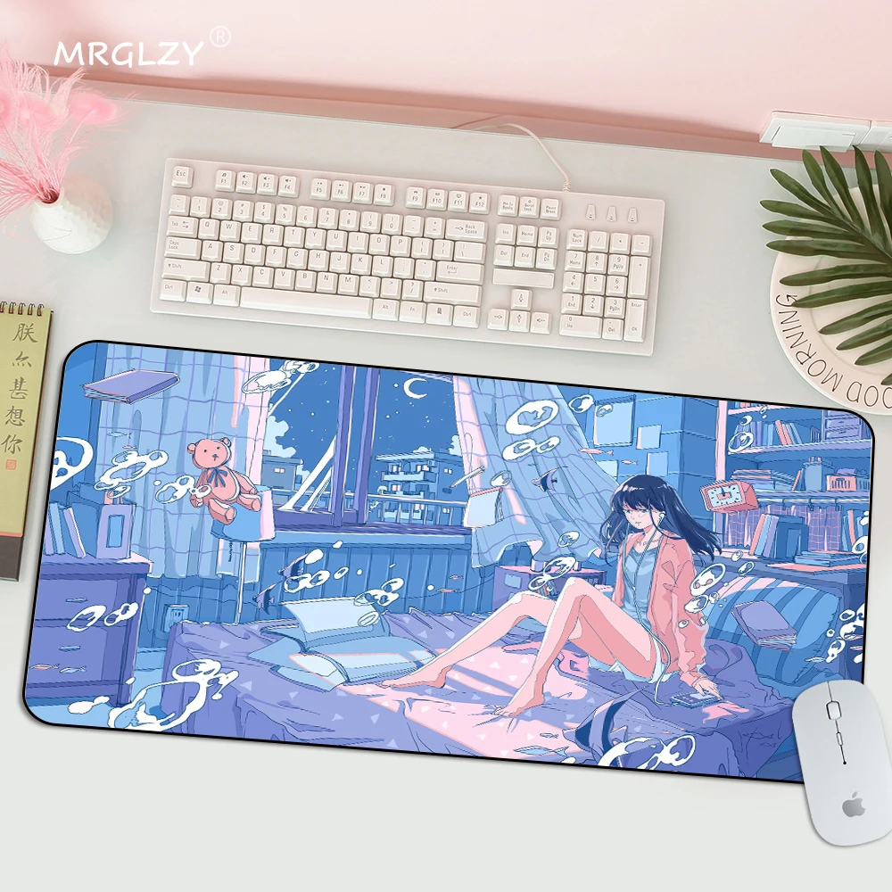 Anime Jongens Stad Muis Matten Wolken Cityscape Spelen Matten Kawaii Kantoor Deco Toetsenbord Mat Gaming Accessoires Setup Anti-Slip tapijt