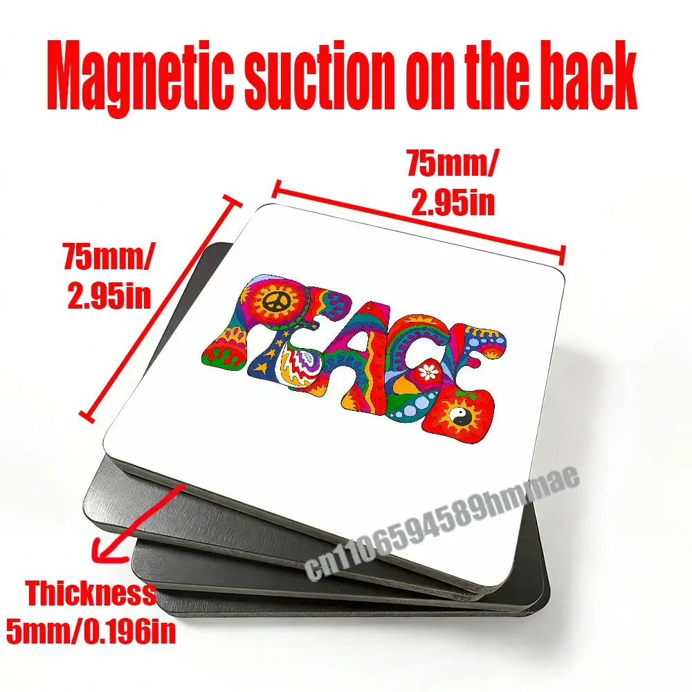 

For Psychedelic Flaming Peace Fridge Freezer Refrigerator Magnets Kitchen Metal Cabinet Magnetic Sticker Suction Attraction Card