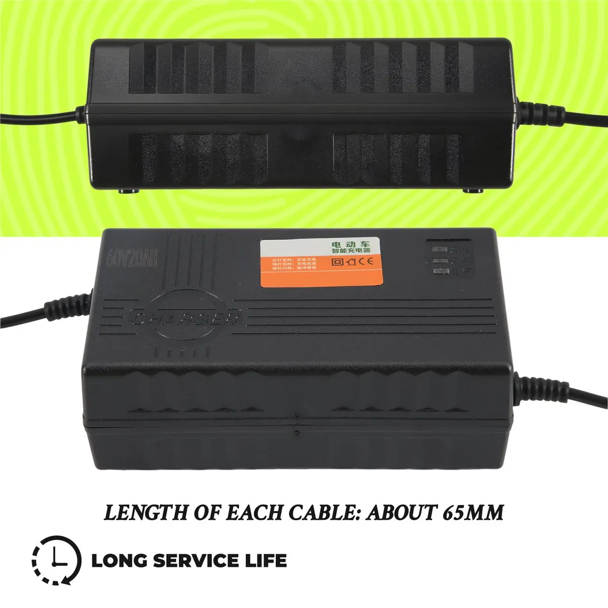 #66Q (Black)60V 20AH Motorcycle Battery Charger 6 LED Display for Scooter Wheel,Automotive Parts & Accessories