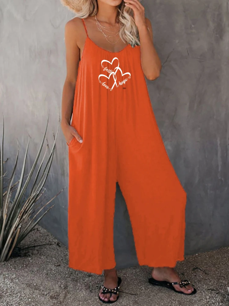 Summer Women Oversize Strap Pants Wide Leg Jumpsuit Fashionable Solid Patch High Street Female Long Printed Graphic Retro Pant