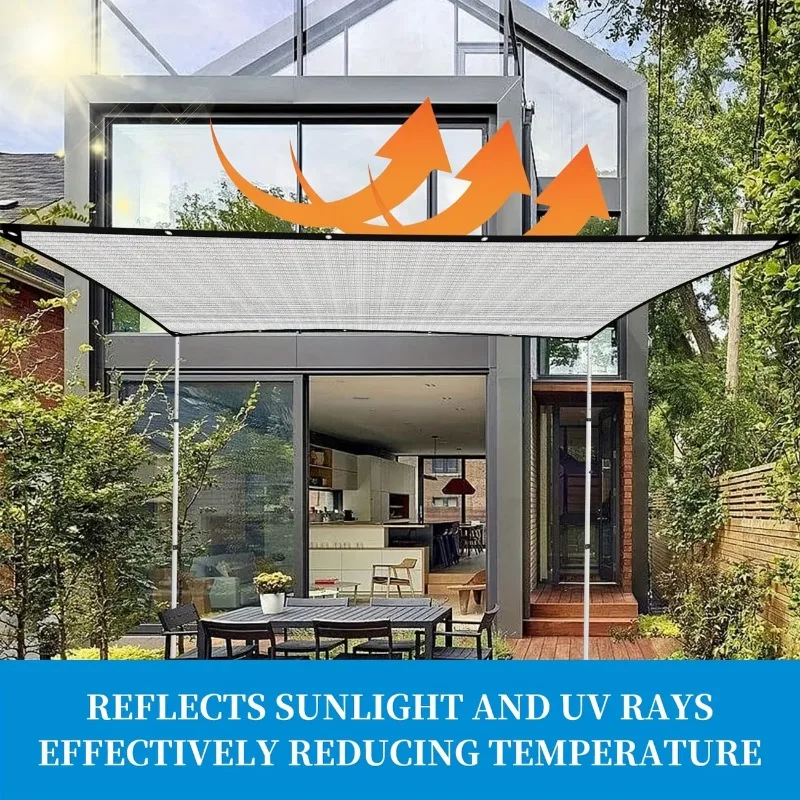 Thickened Aluminum Foil Sun Shade Net with Reinforced Edges and Grommet Heat Resistant for Carport Sunroom Outdoor UV Protection