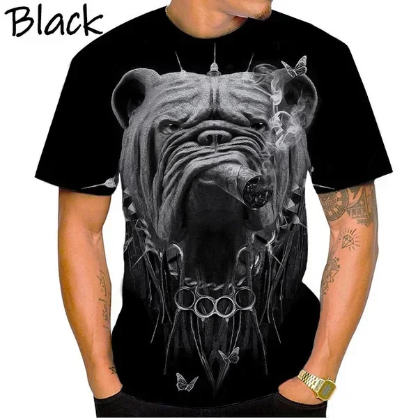 Men's and Women's Pet Bulldog Animal Pattern Printed T-Shirt Fashion Funny American Bully Dog 3D Printed T-Shirt Casual Top