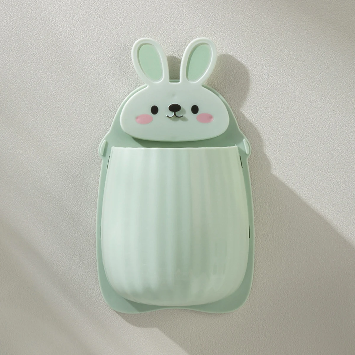 Cute Cartoon Rabbit Bathroom Toothbrush Holder Punch Free Wall Mounted Makeup Storage Box Home Container Organizer