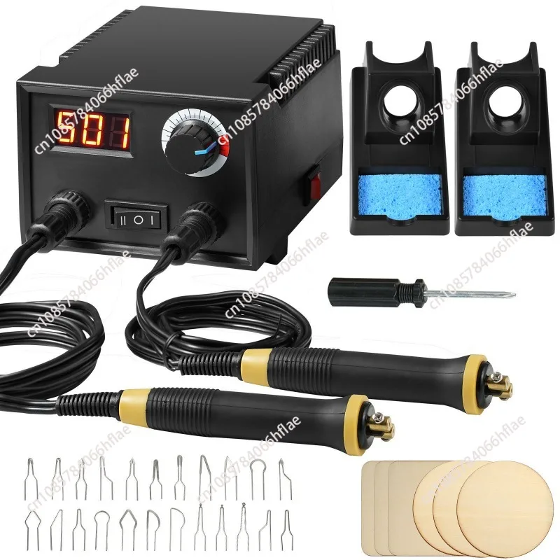 New  DIY Wood Burning Pen Kit Carving Tools Pyrography Station with 23pcs Pyrography Tips and 6pcs Practice Board Toolbag