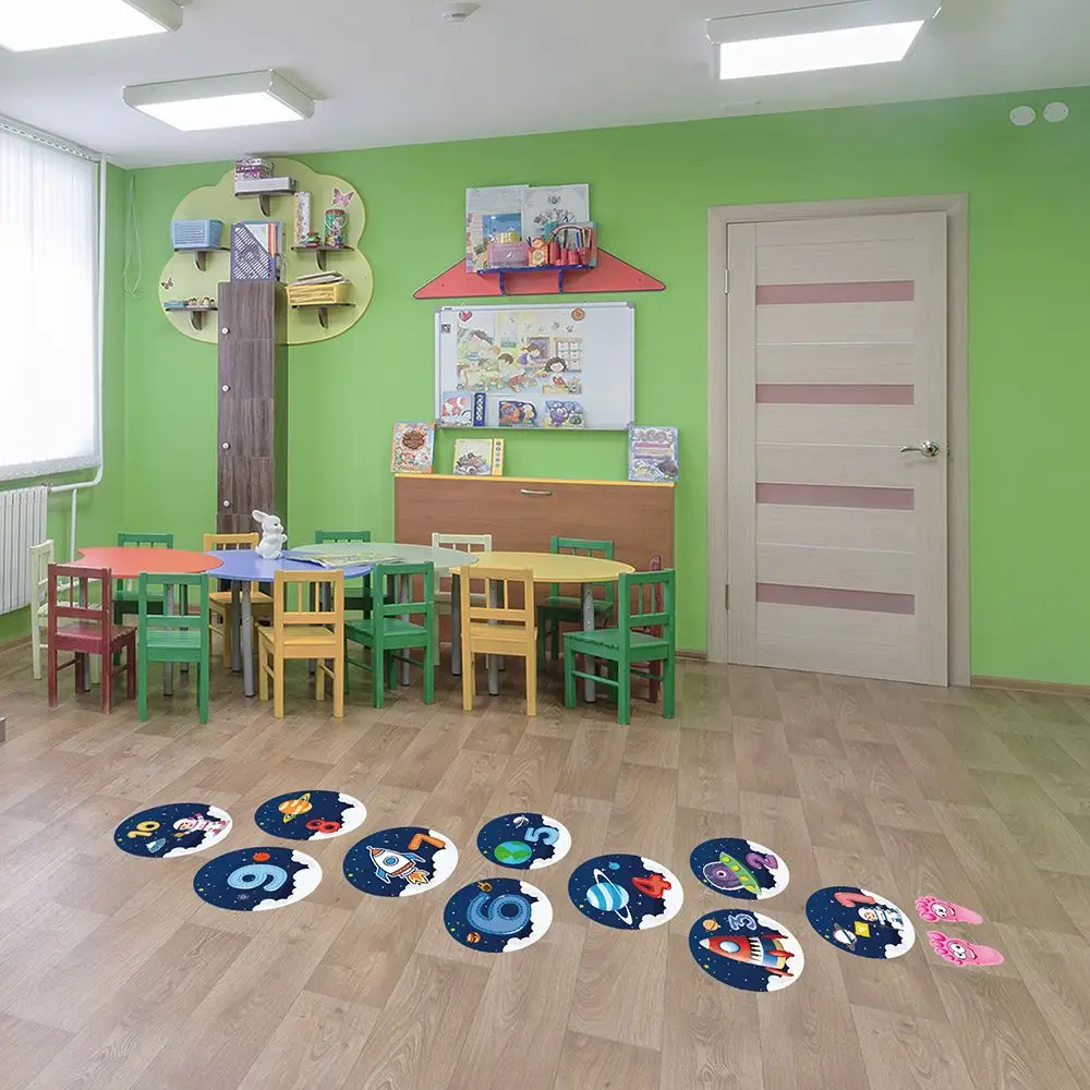 Waterproof Nursery Decals Home Decoration Cartoon Number Grids Parent- Gift Floor Stickers Hopscotch Game