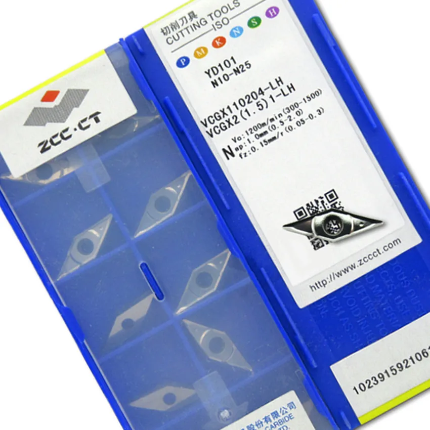 VCGX110204-LH YD101/VCGX110302-LH YD101/VCGX110304-LH YD101/VCGX110308-LH YD101 VCGX11 ZCC.CT CNC carbide inserts 10pcs/box