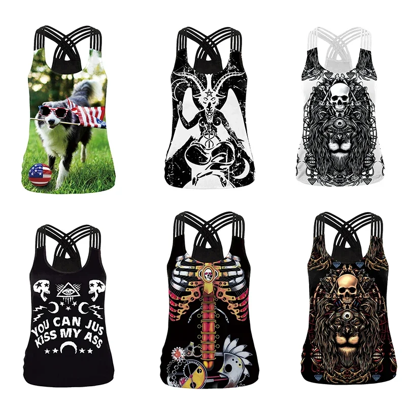Large Size Women Clothing Casual Fitness Short Knitted Off Crop Top Sleeveless Tank Top Gym Workout Sports Shirts Halloween