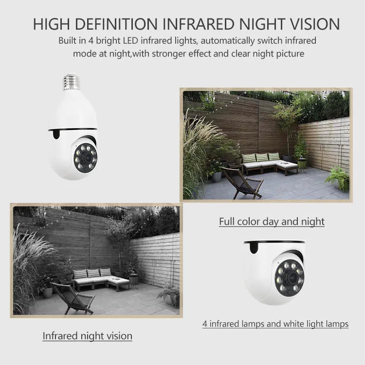 ICSEE 4MP Wireless Security Camera, Bulb Design, HD Image, Pan - Tilt, Two - Way Intercom, Motion Alarm, Dual Storage (TF/Cloud)