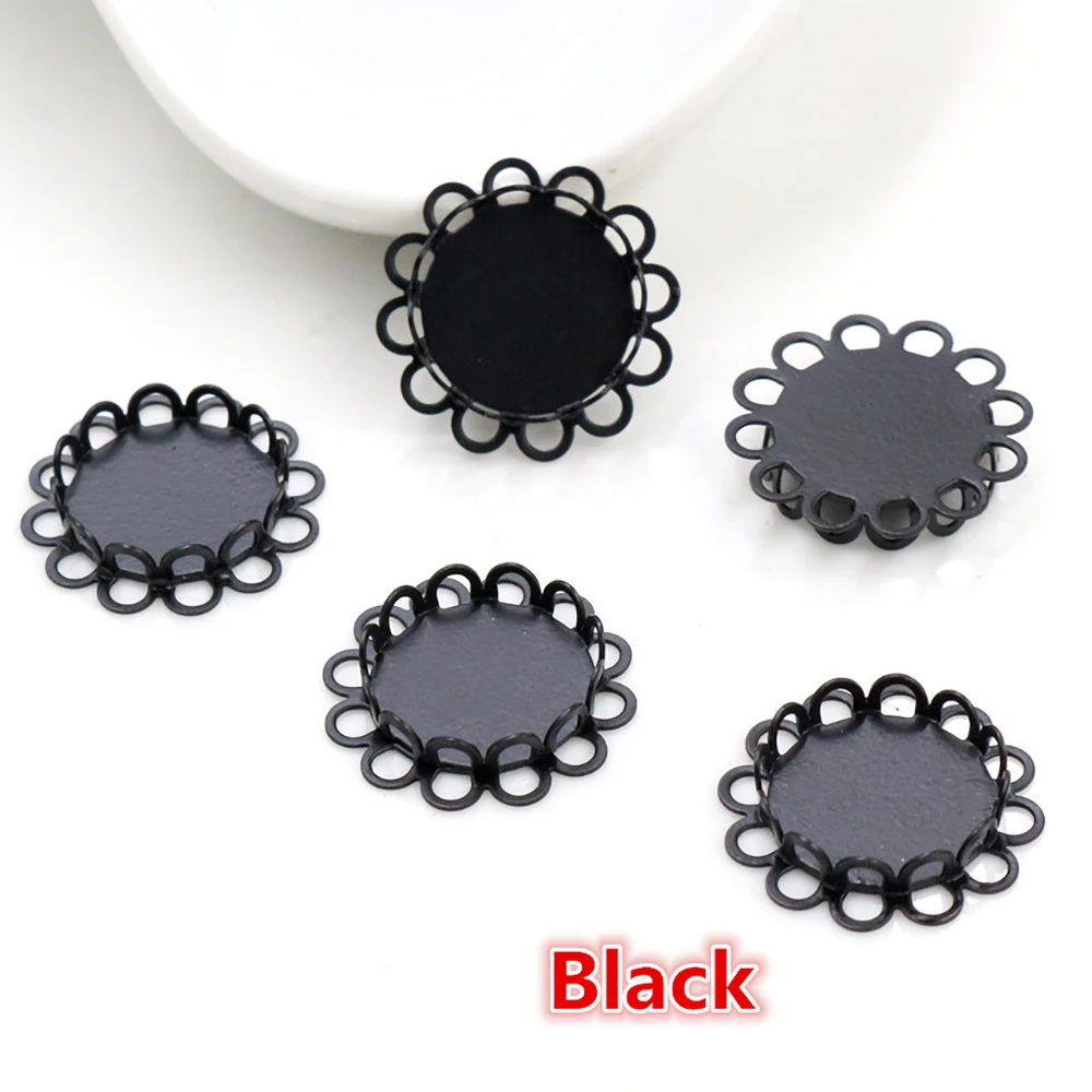 20 sztuk 12mm wewnętrzna rozmiar 4 kolory niklowany mosiądz materiał prosty styl Cabochon baza Cameo ustawienie Charms wisiorek taca — zdjęcie 5
