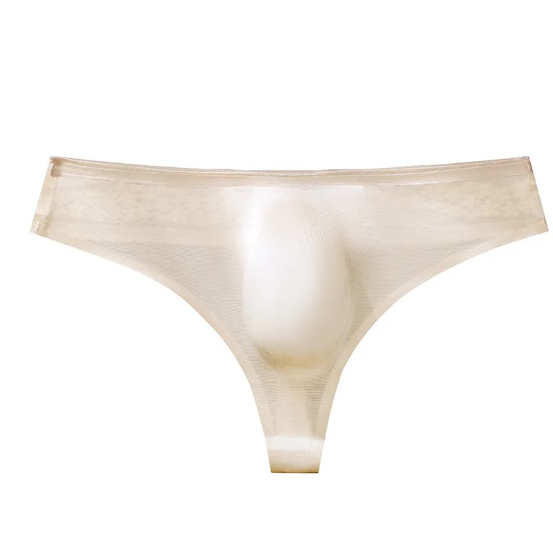 

Men's Panties Traceless Ice Silk T Back 3d Convex Pouch Underwear High Elastic Breathable Bikini Slip Calzoncillos Hombre
