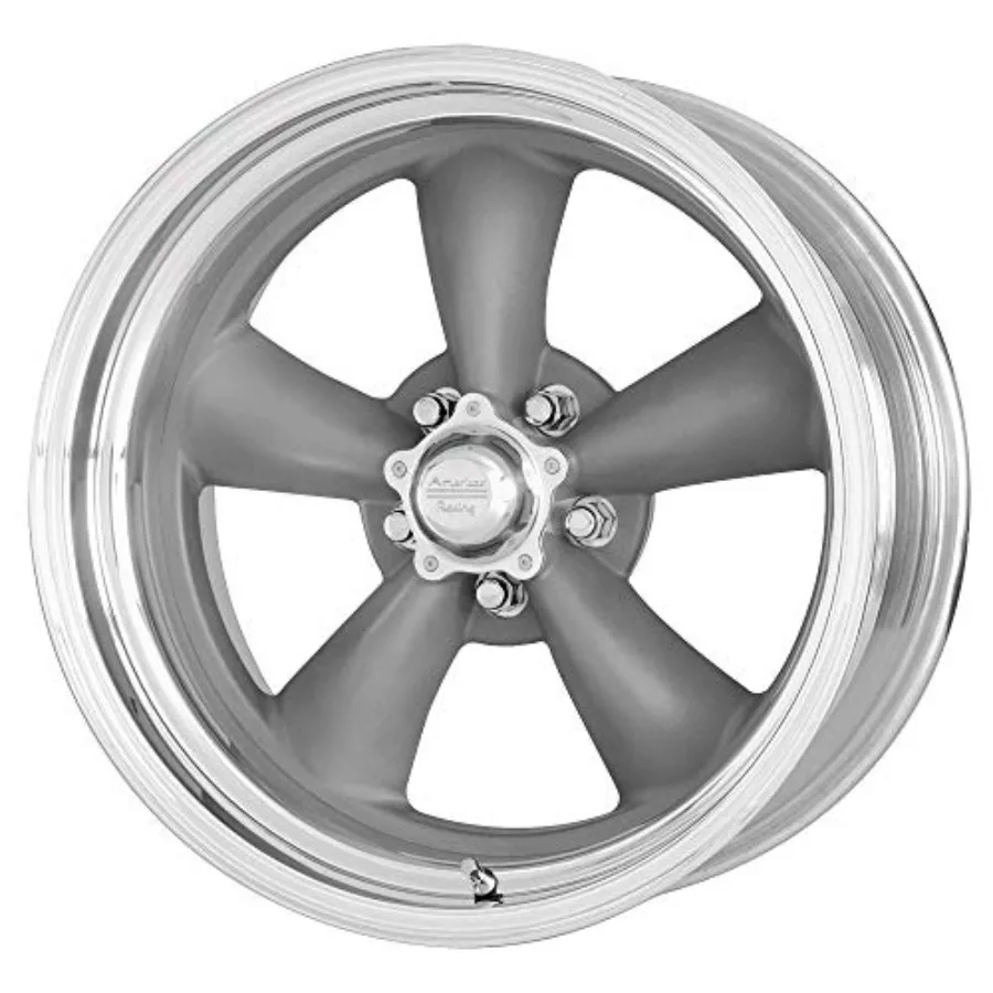 VN215 Custom Wheel 15 x 4 Classic Torq Thrust Ii Gray with Polished Lip 25 Offset 5x114.3 Bolt Pattern 83.06mm Hub
