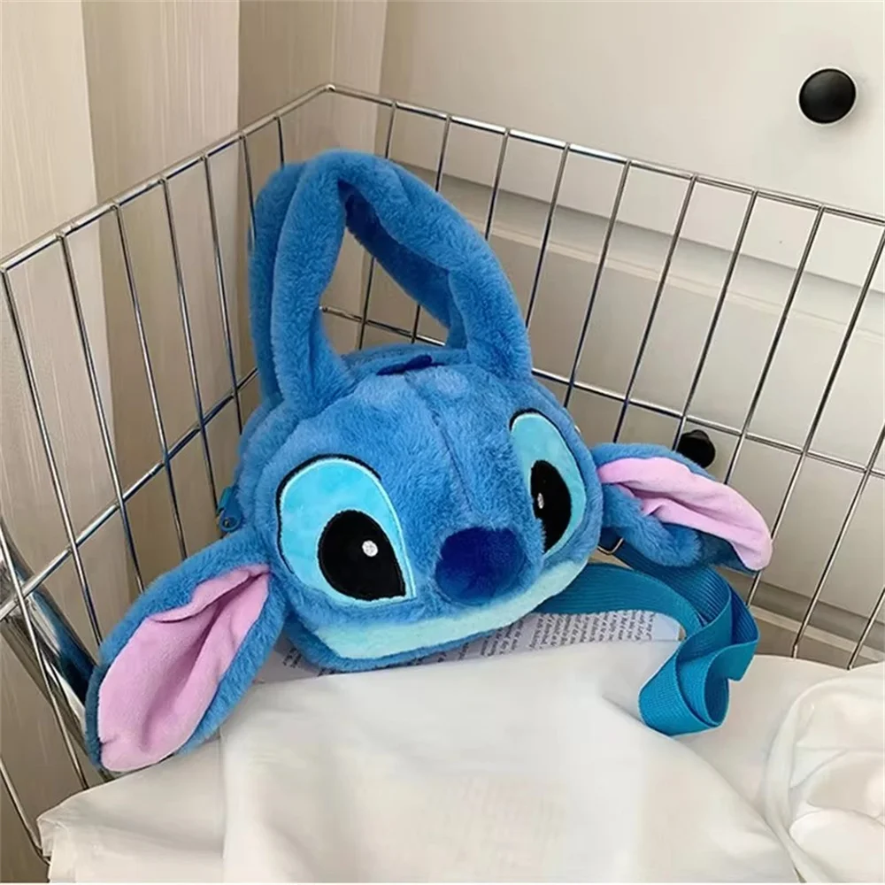 Disney Stitch Messenger Bag Plush Toys Kawaii Lilo&Stitch Plush Girl Handbag Anime Stuffed Toys Kids Cartoon Plushie Soft Bag