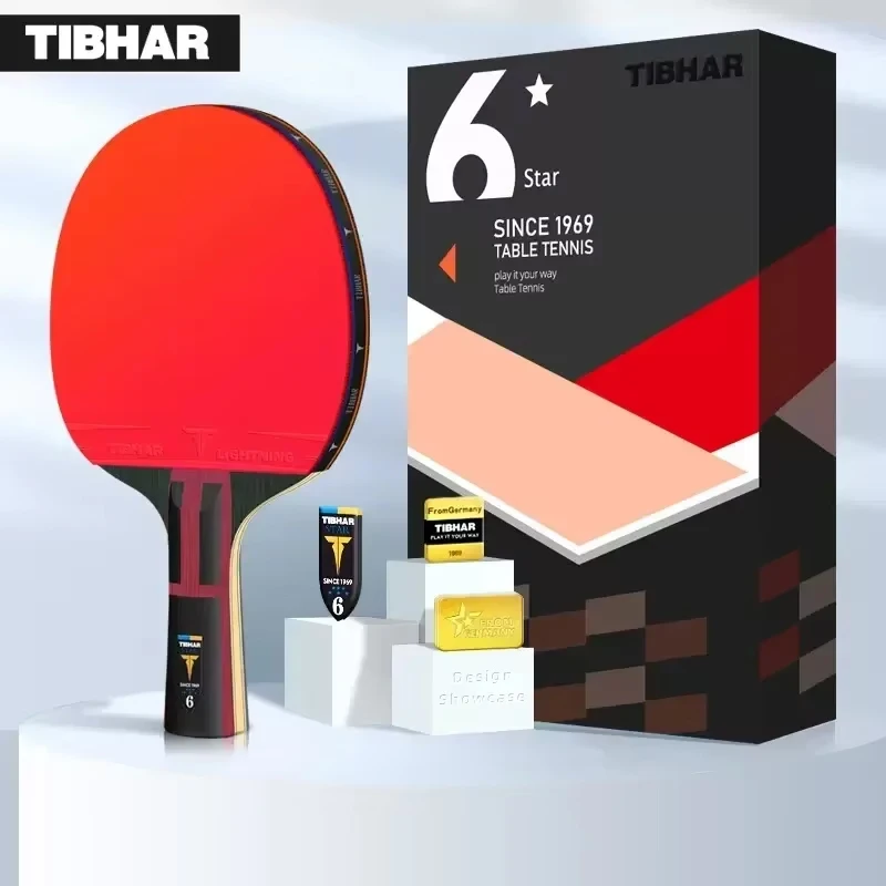 

6 Stars Professional Table Tennis Racket FL Original TIBHAR Pimples-in Ping Pong Paddle Table Tennis Bottom Blade with Box
