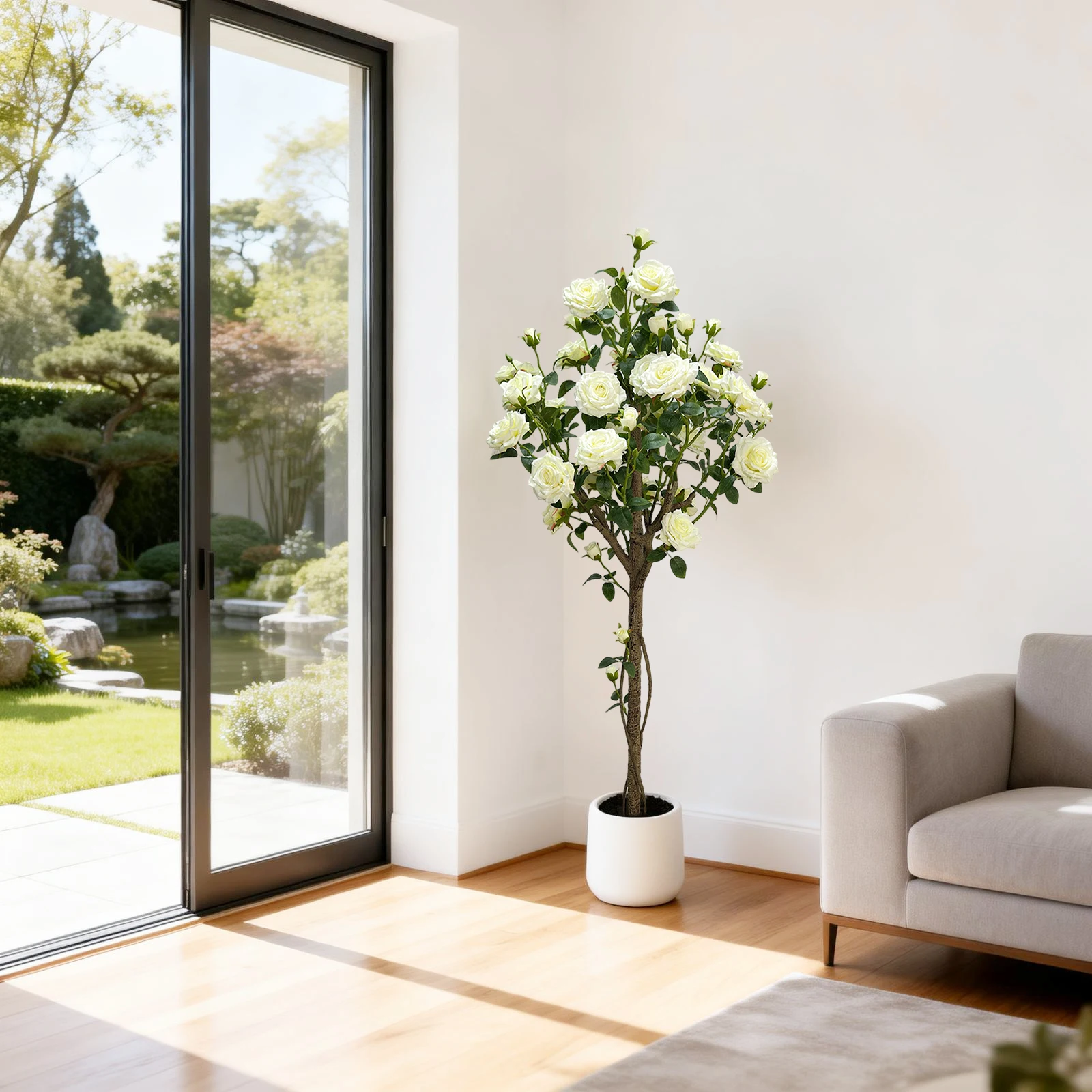 

Искусственное дерево 150 см: Белые розы, искусственные цветы, декоративные деревья для дома, гостиной, веранды, фермерского дома