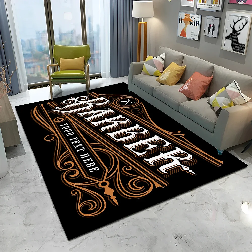 3D Barber Shop Skull Vintage Sign HD Carpet Rug for Home Living Room Bedroom Sofa Doormat Decor,kids Area Rug Non-slip Floor Mat