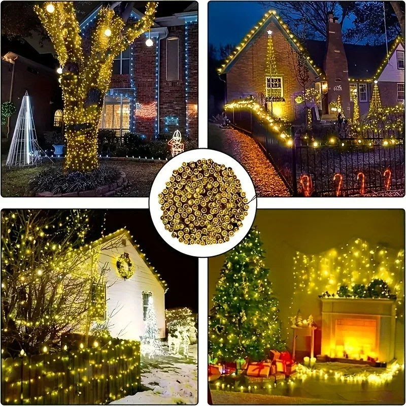 100 LEDs Solar Twinkling Fairy Lights 8 Modes Outdoor for Garden Party Decoration Ambient Lighting LED String Lights