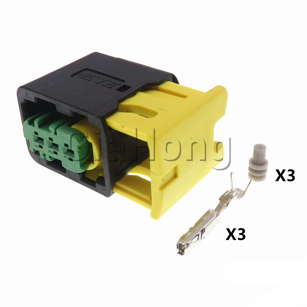 1 Set 3 Ways AC Assembly Auto Parts 3-1418448-1 High Temperature Resistance New Energy Green Wiring Socket Car Sealed Connector