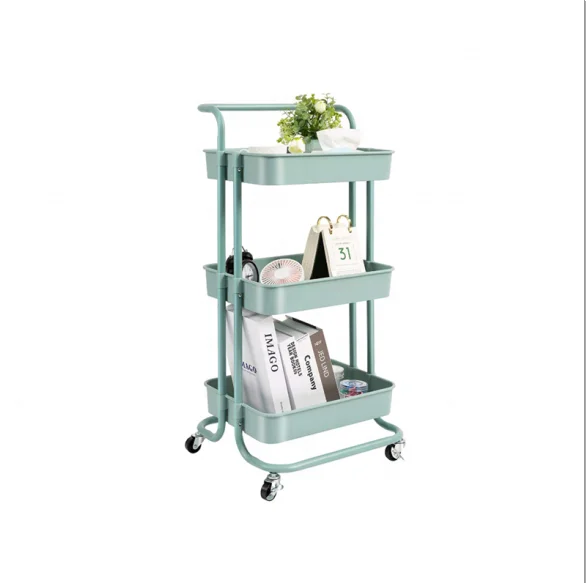 

3 Tier PP Salon Trolley Rolling Trolley Cart Barber Salon Plastic Storage Shelf