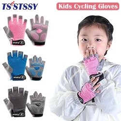 1 par crianças luvas de ciclismo luvas de bicicleta para menino menina treinamento esportes ao ar livre respirável anti-deslizamento metade dedo luvas de bicicleta de estrada