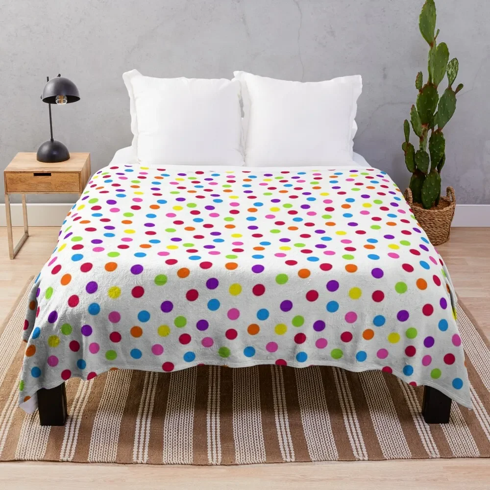 Rainbow Multi-color Confetti Polka Dot Throw Blanket Soft Flannel Camping Sofa Quilt Blankets