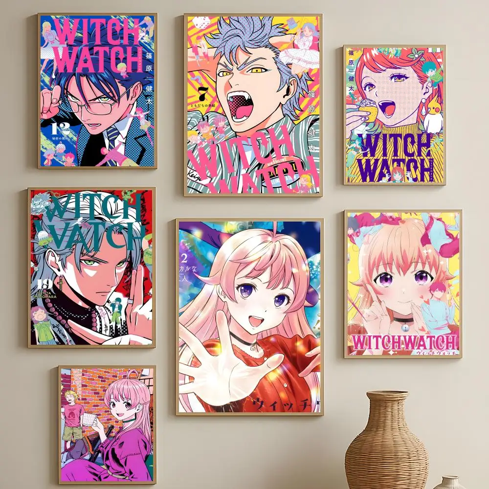 Komödien-Anime-Hexen-Uhr-Poster HD Selbstklebend Wasserdicht Wandkunst Einfach Anzubringen Dekoration für Verschiedene Szenen