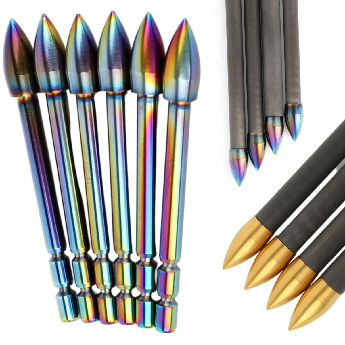 

6/12Pcs Tungsten Steel Arrowhead for ID3.2mm Shaft 120Grain Arrow Points Bow Competition Shooting Archery Hunting Target Tips