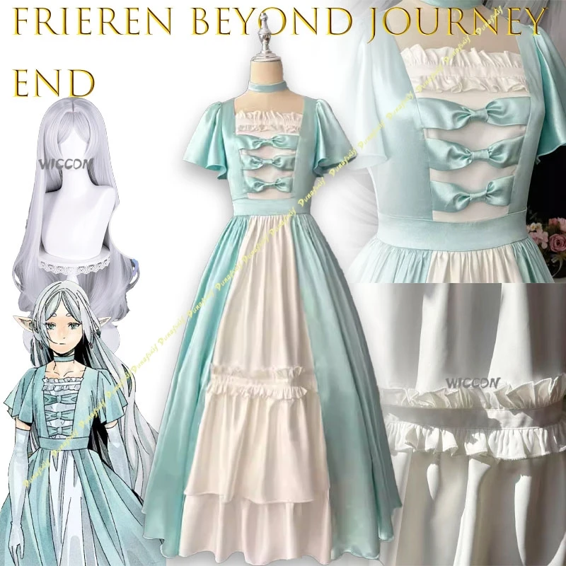 

Women's beyond Journey's End Cosplay Costume Wig And White Green Dress Set for Halloween Carnival Party Dress up