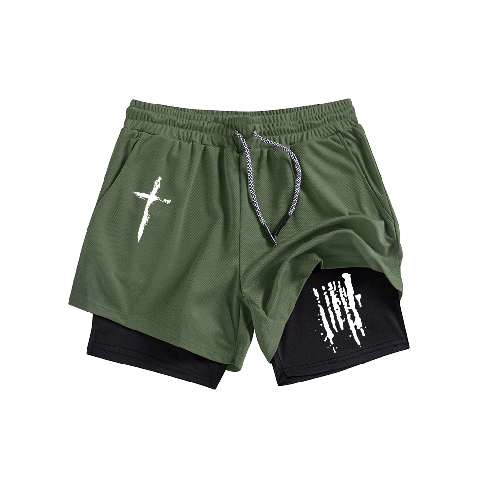 

Men's Fitness Shorts Summer Casual Fashion Printed Drawstring Shorts Men's Fitness Training Quick Drying Double Layer Shorts