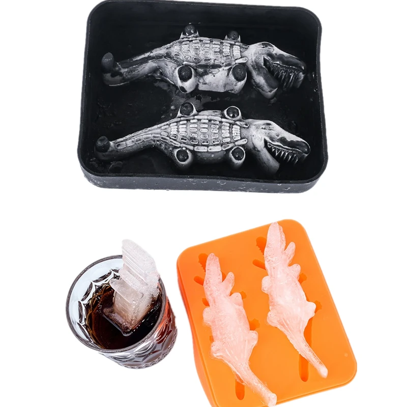 

Ice Mold Silicone Ice Cube Tray Mould Shape Ball Flexible 3D Crocodile Silicone Ice Cube Mold Tray Makes Four Giant Cayman
