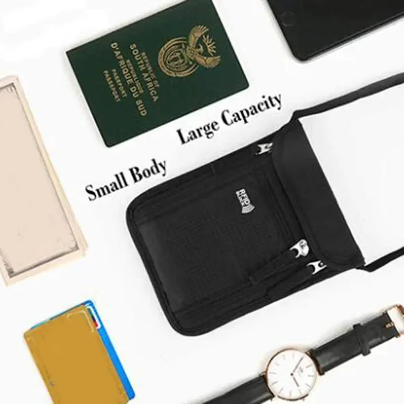 

Travel Pouch Neck Wallet Family Passport Holder Organizer Case With RFID Blocking Passport Wallet Travel Crossbody Bag