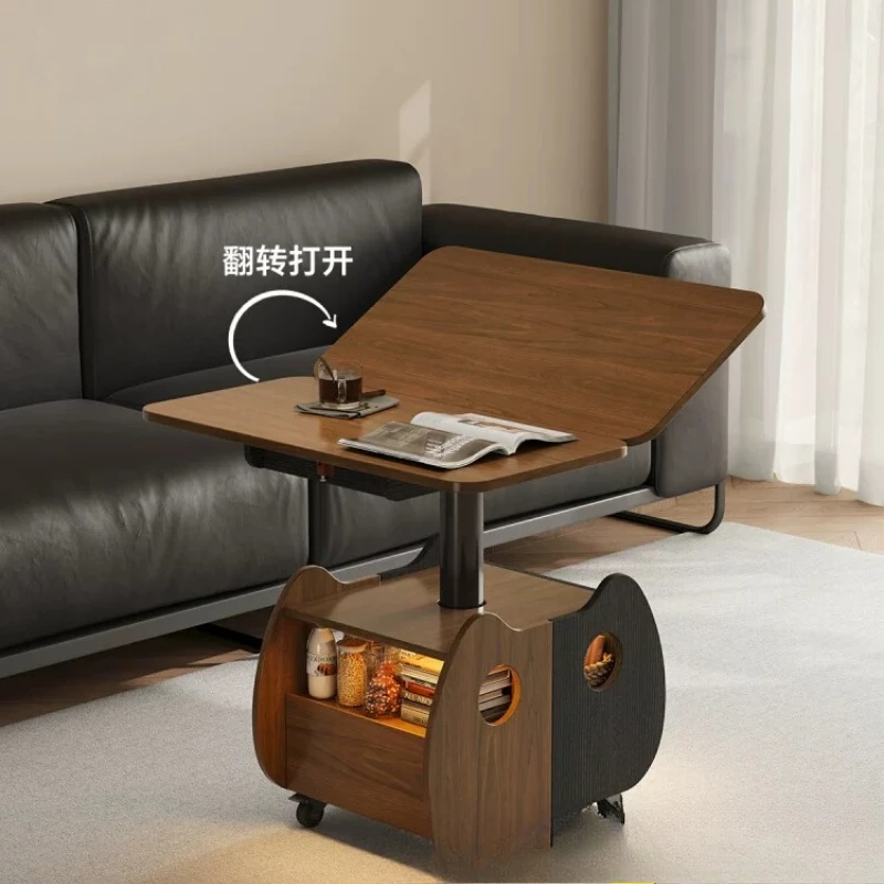 Movable lift coffee table folding small apartment living room household sofa side cabinet trolley dining table two-in-one
