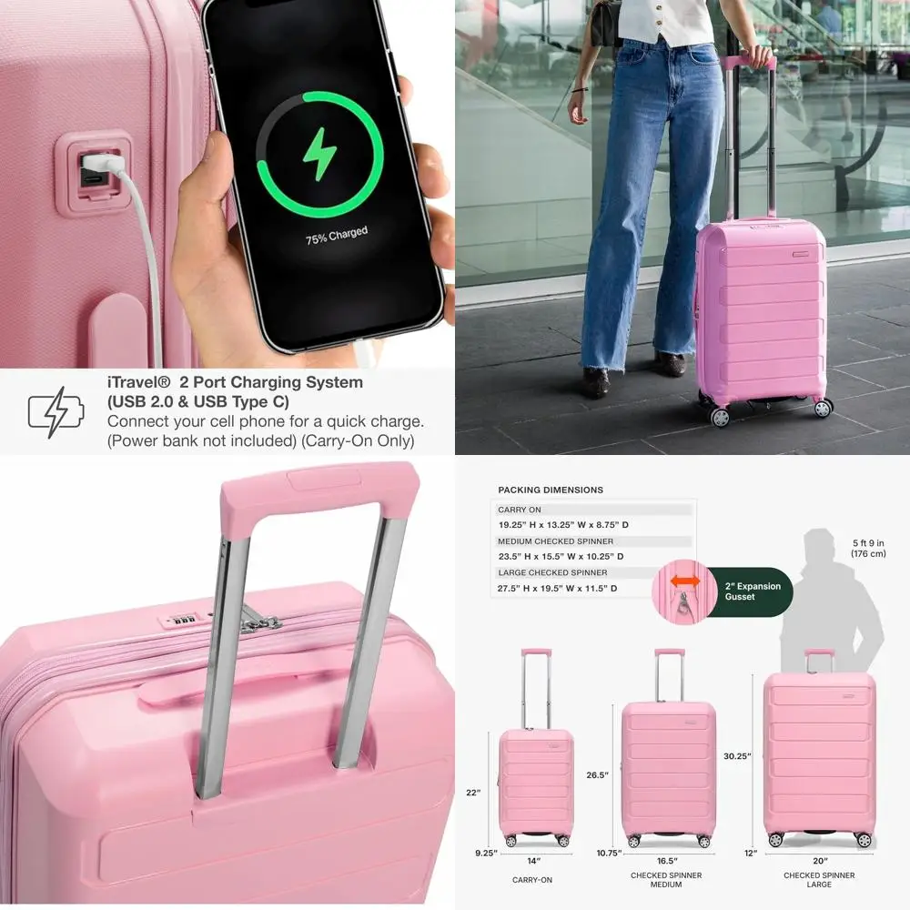 Pink 22 Expandable Hardshell Spinner Carry-On Luggage - Traveler's Choice Pagosa