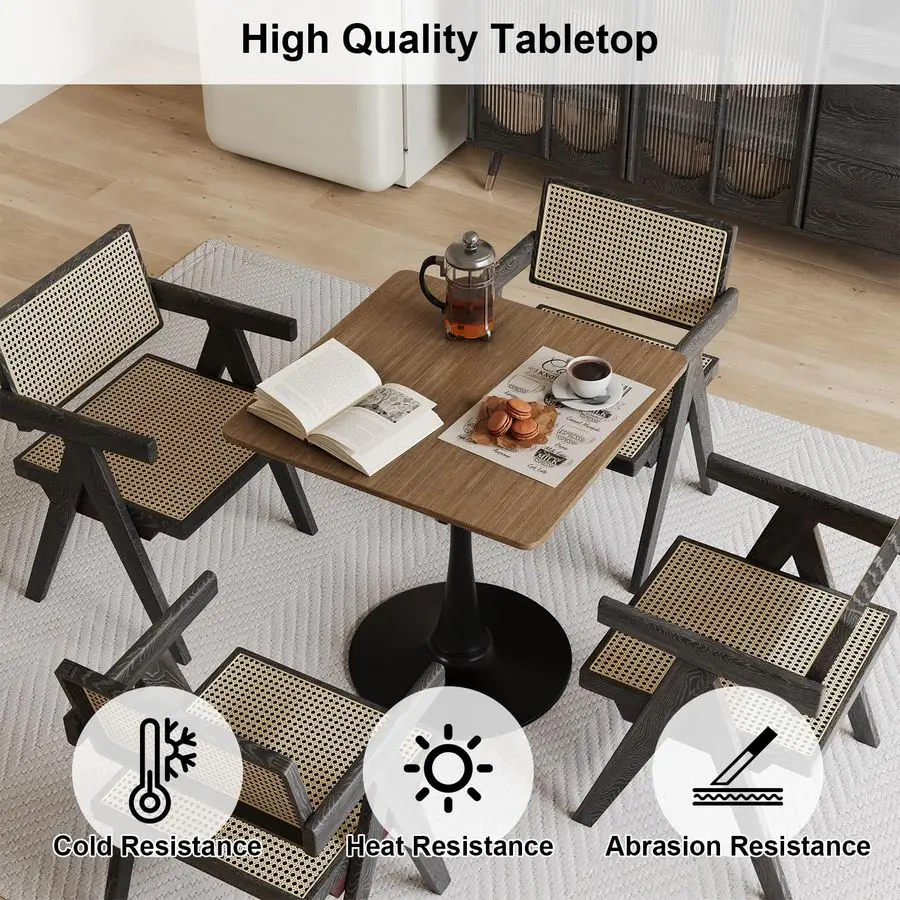 Square Tulip Table for 2, 24 Inch Small Dining Table with Metal Pedestal Base for Kitchen, MidCentury Modern Table  Customizable