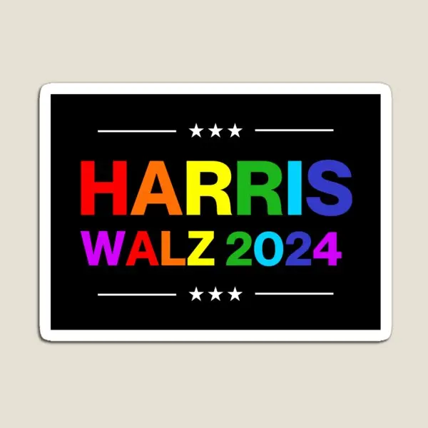 Kamala Harris Tim Walz 2024, Regenbogen-Schwarz-Magnet, für Kinder, Babyspielzeug, Dekoration, Zuhause, lustiger magnetischer Kühlschrank, bunter Halter