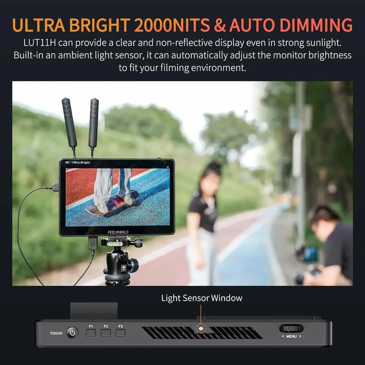 FEELWORLD LUT11H 10.1 Inch 4K HDMI I/O 1920x1200 3D LUT Touch Screen F970 External Power Kit2000nit IPS Monitor