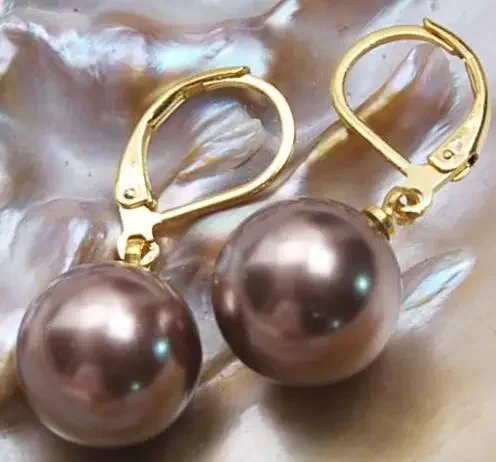 

12mm Round shell pearl jewelry drop earrings