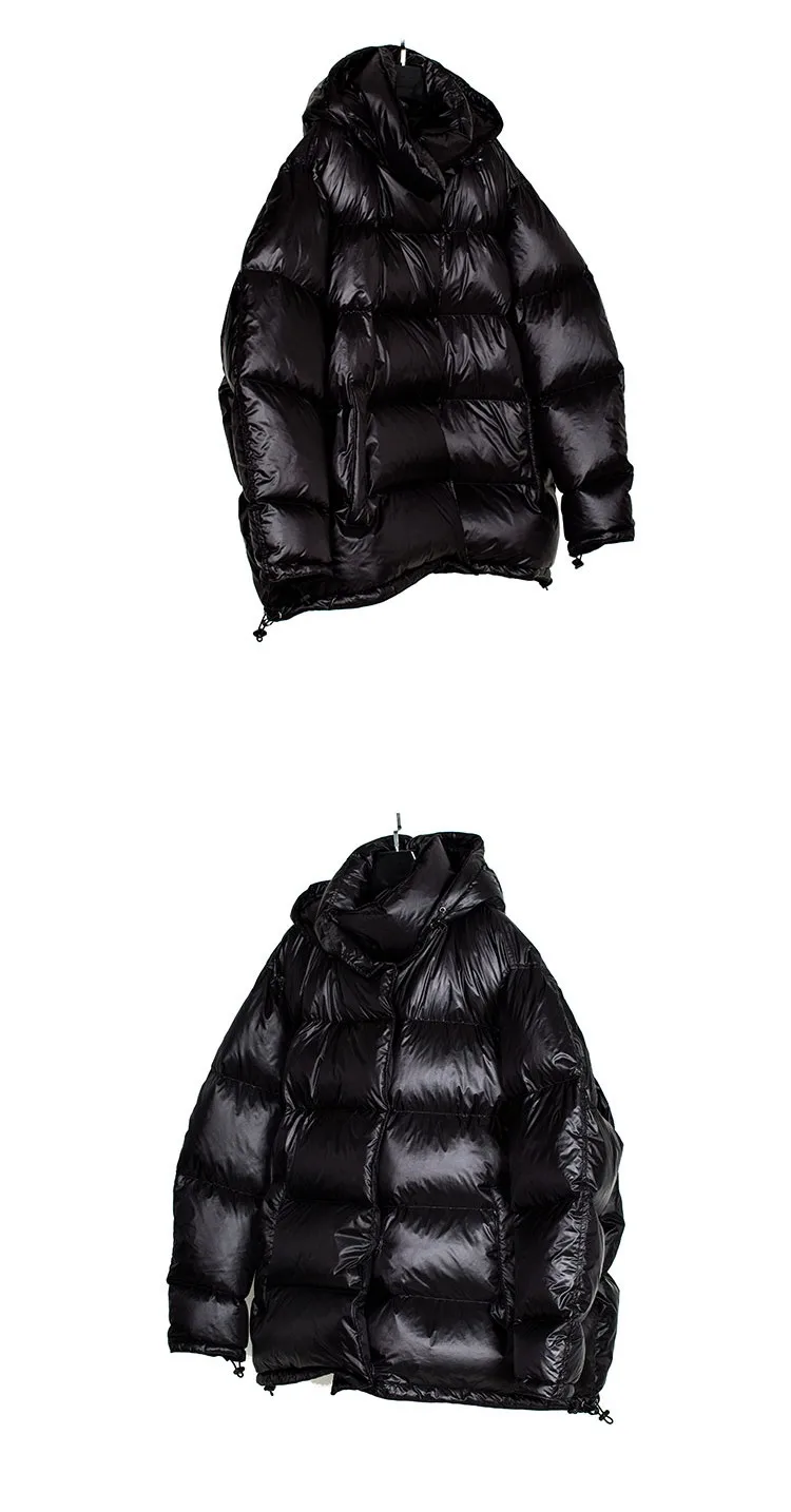 White Duck down Oversized down Jacket~New Winter Style Warm Stand-Up Collar Puffy Jacket with Hidden Snap Buttons on the Placket