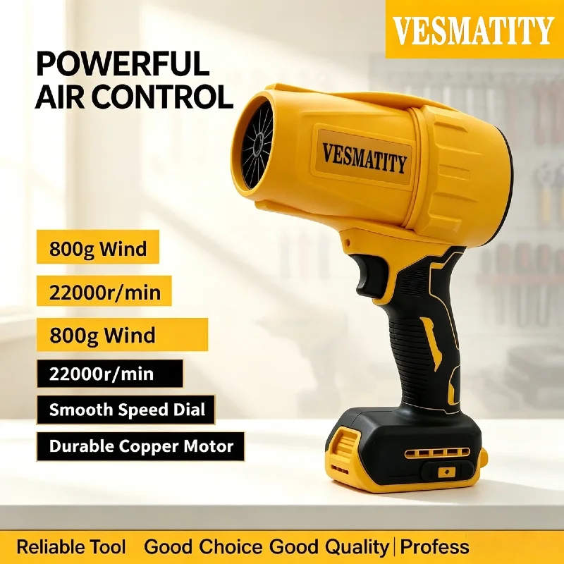 Vesmatity Brushless Turbo Fan Leaf Blower Wireless Handheld Dusting Tool 30000RPM 20V for Sweeping Leaves Dust Pro Max Unit