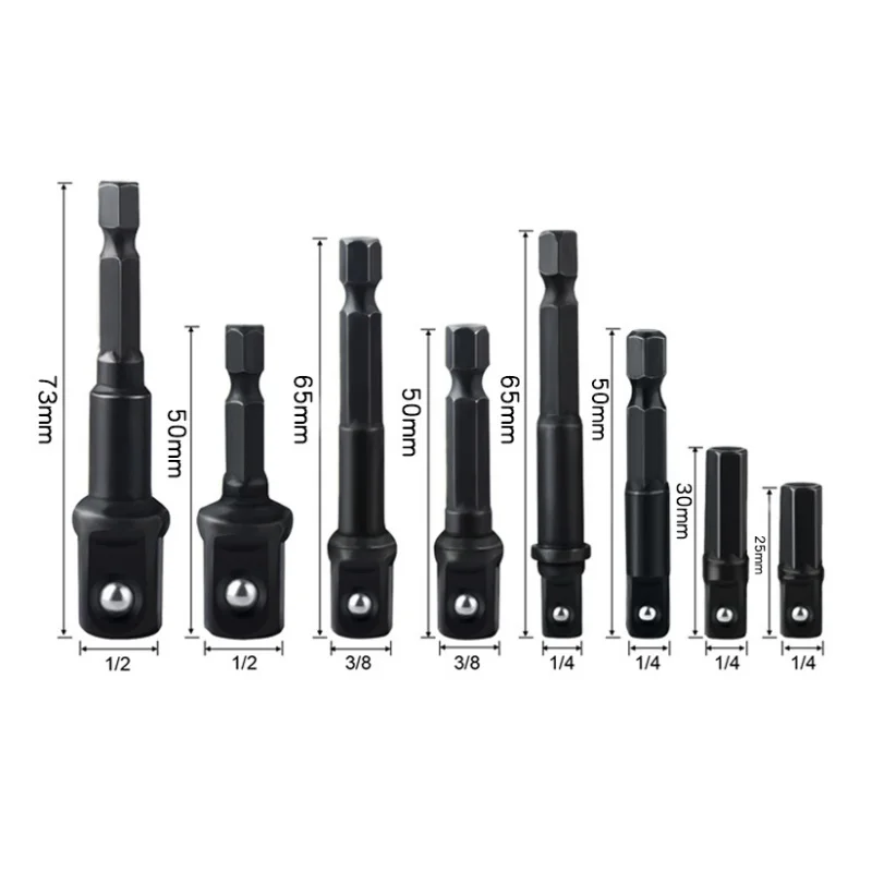 Compsum Drill Socket Adapter 1/4'' Hex Shank Extension for Impact Driver Square Head Drill Bit Adapter Set Hand Tools
