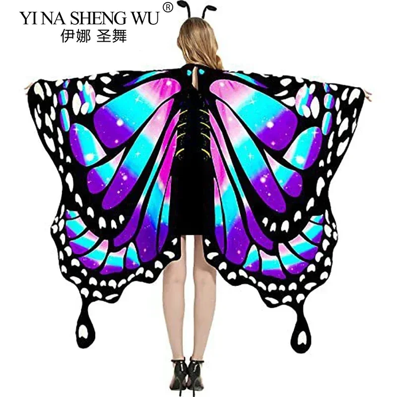 

Плащ с крыльями бабочки, платье феи для девочек, вечерние на Хэллоуин, женская и детская радужная шаль, шарф с нимфами, пикси, танец живота, сценическое шоу