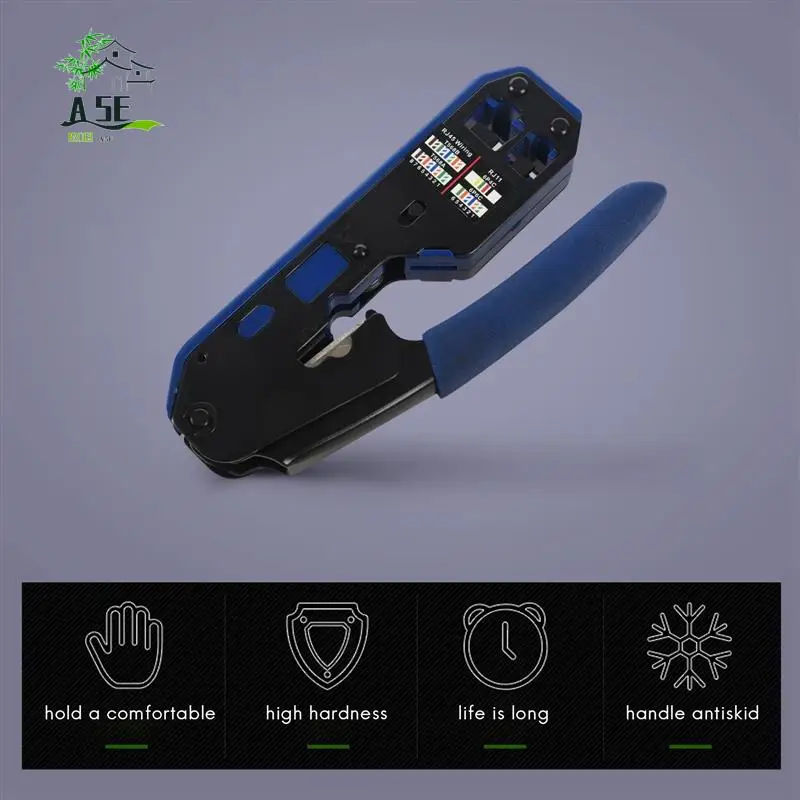 

A05E-Rj45 Tool Network Crimper Cable Stripping Plier Stripper For Rj45 Cat6 Cat5e Cat5 Rj11 Rj12 Connector