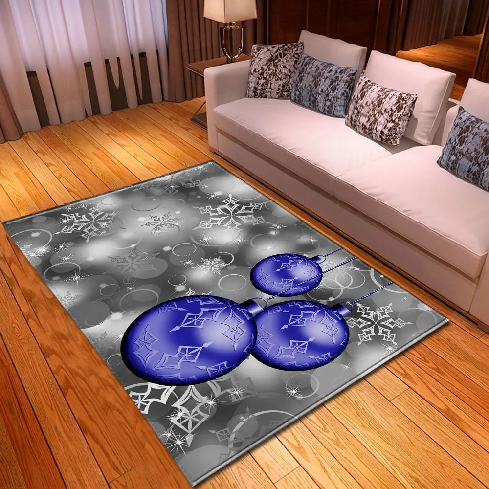 Christmas Ball Living Room Area Rug Xmas Tree Bedroom Decor Kids Play 3D Carpets Memory Foam Home Decor Kitchen Rug Floor Mat