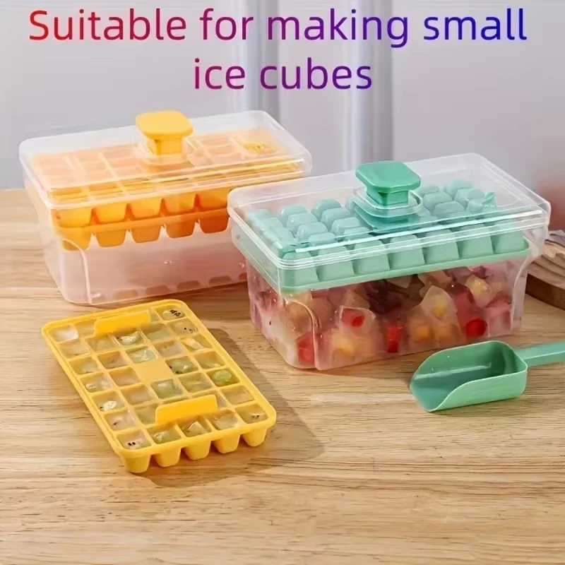 68 Grids Ice Cube Tray With Lid And Storage Box, Easy Press Release Ice Mold, Reusable Freezer Ice Making Tool