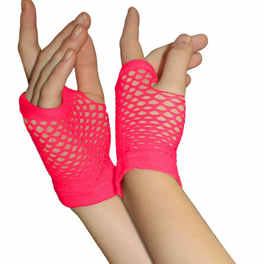 Fingerless Mesh Short Fingerless Gloves Sexy Women Gloves Hollow Out Holes Fashion Punk Goth Ladies Disco Dance Costume Mittens