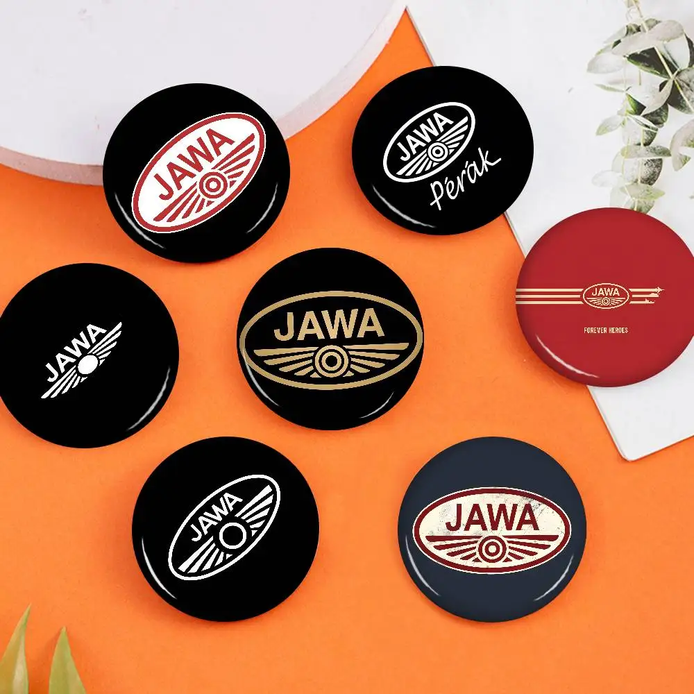 J-Jawa Motorcycle Logo Creative Pins Funny Faces Round Snap-in Brooch Badge Backpack Hat Accessories Jewelry Gifts