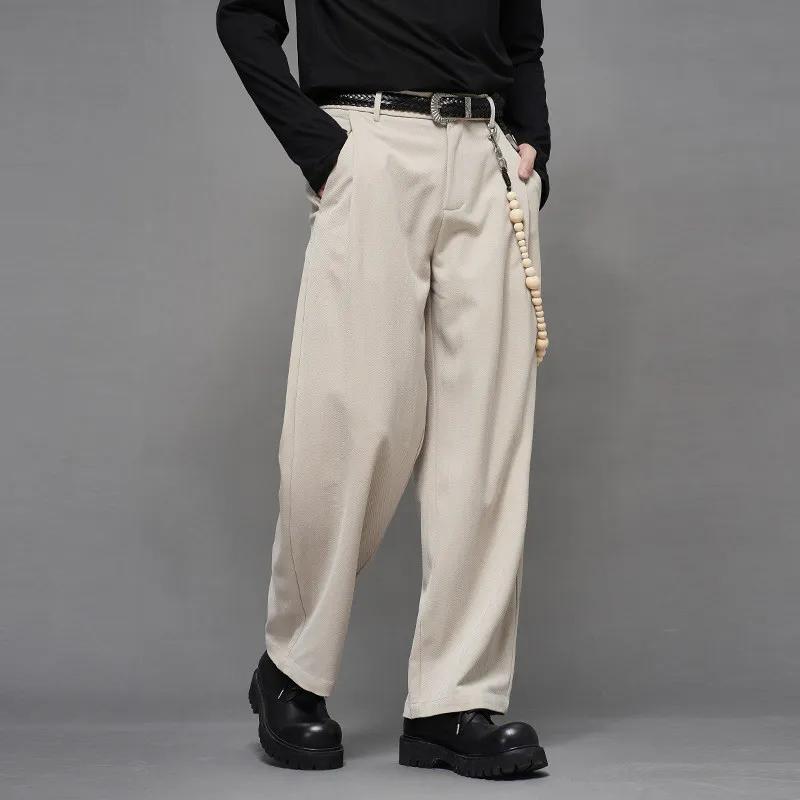 Quality Wool Blend Japanese-Style Retro Men's Suit Pants Drooping Straight Loose and Simple Fashionable All-Match Casual Pants