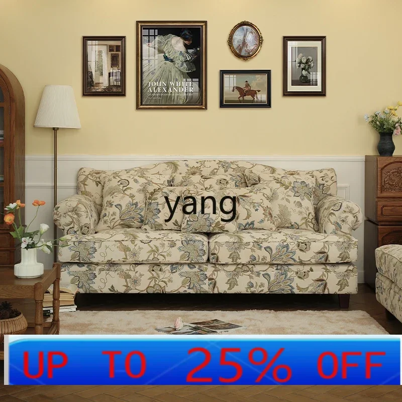 

LH removable and washable sofa floral living room retro style furniture three-person single-seat combination set