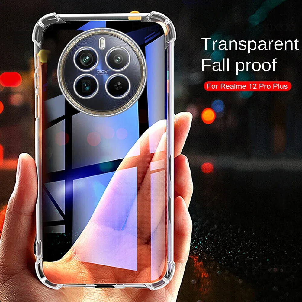 For Realme 12 Pro+ 5G Case Airbags Clear Shockproof TPU Soft Cover Realme 12 Pro Plus ProPlus 5G Anti-Knock Protect Cover