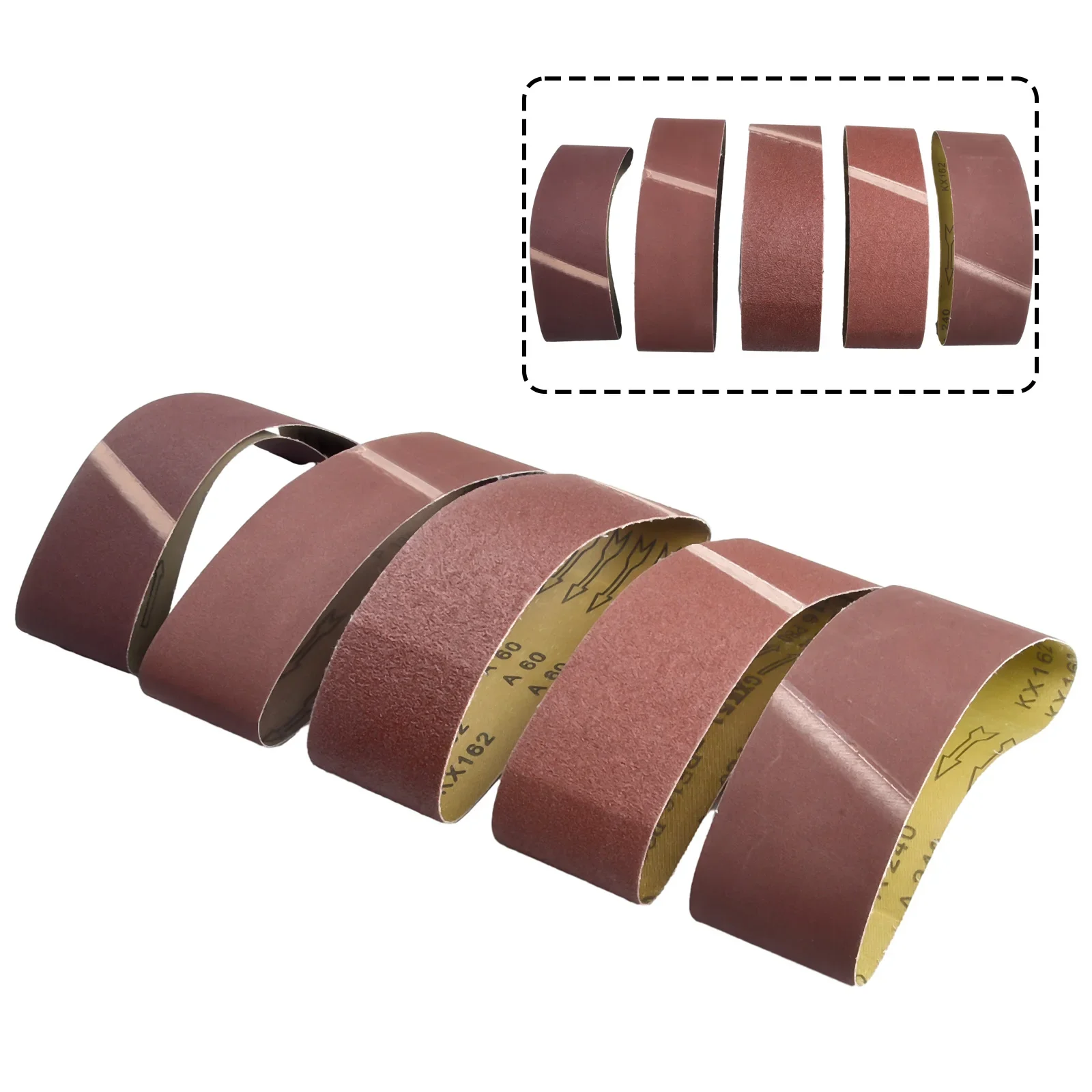 Abrasive Band Sanding Belts 75mm*533mm Set 5 Pieces Accessories Burgundy Kit Replacement High Quality Hot Sale